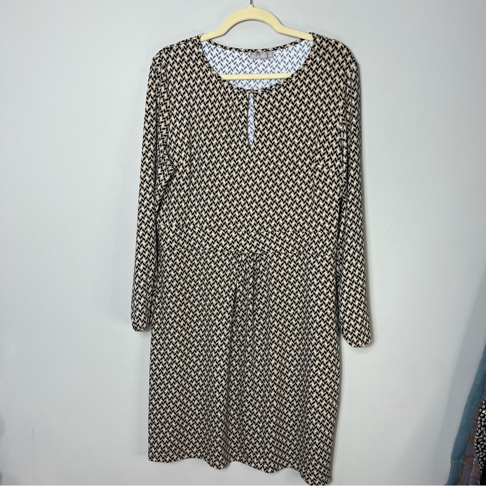 Ellie Kai Geometric Dress Nylon Spandex Dress Tan Black *562